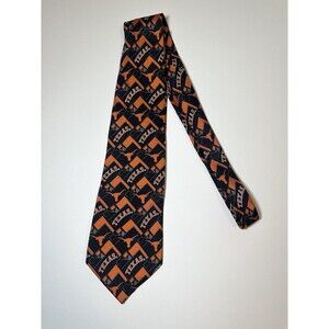 Texas Longhorns NCAA Larson Black Orange UT 100% Silk Tie Men's